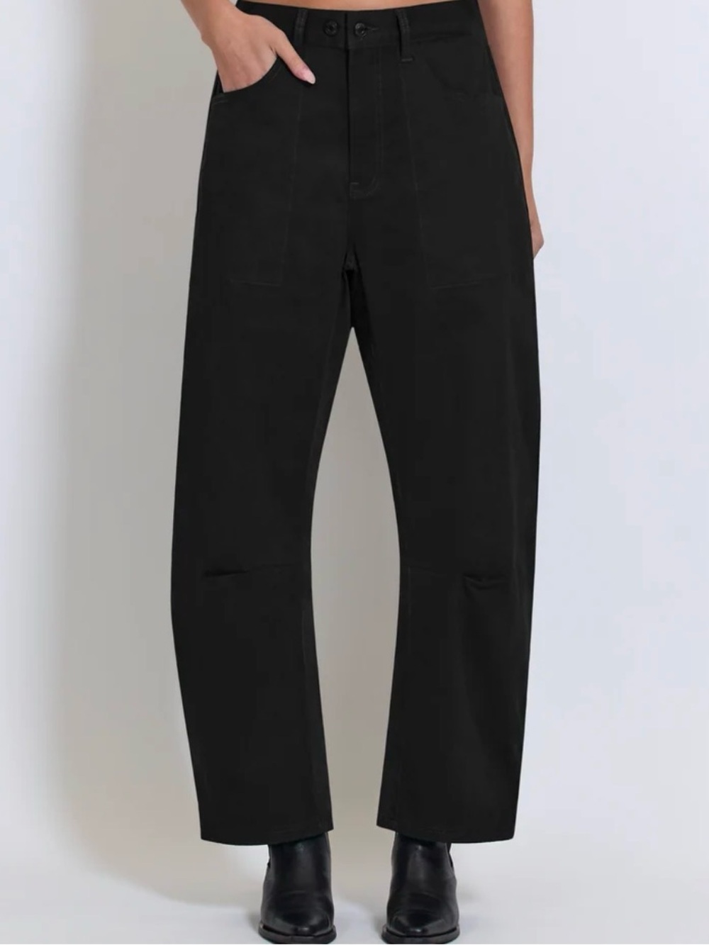 Roucha Pye Barrel Leg Cotton Twill Pants Petrol Washed Black Size AA Small Short